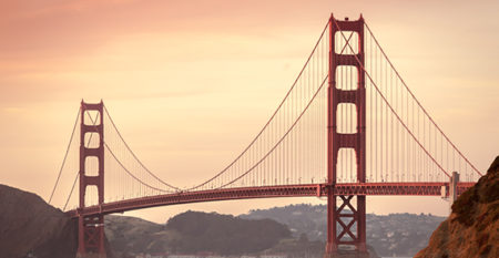 Golden gate bridge at sunset